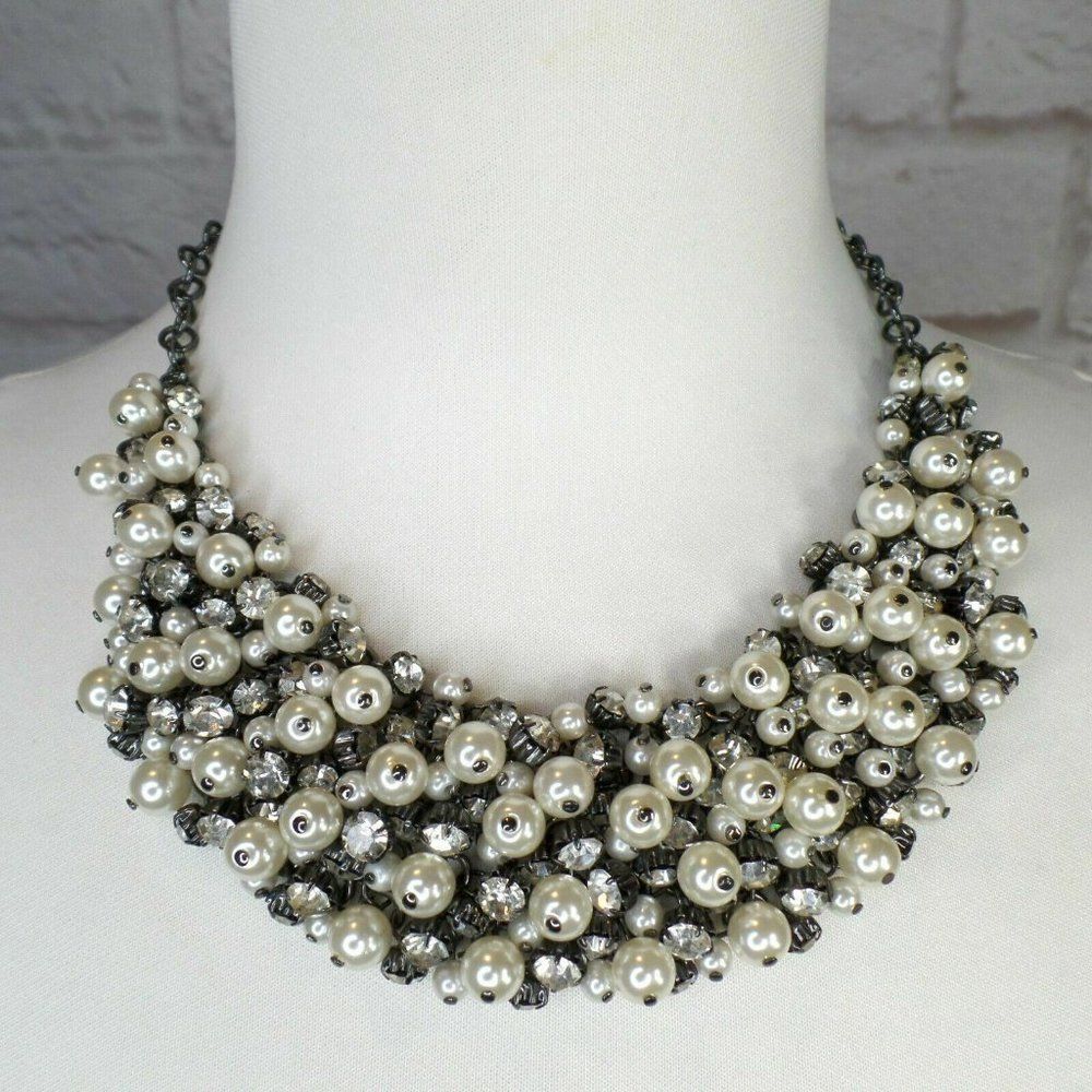 Retired Premier Designs Enamored Necklace cubic zirconias/faux pearls